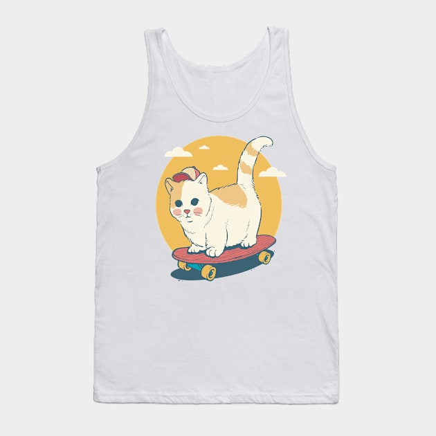 cat playing skateboard Tank Top by dreamiedesire